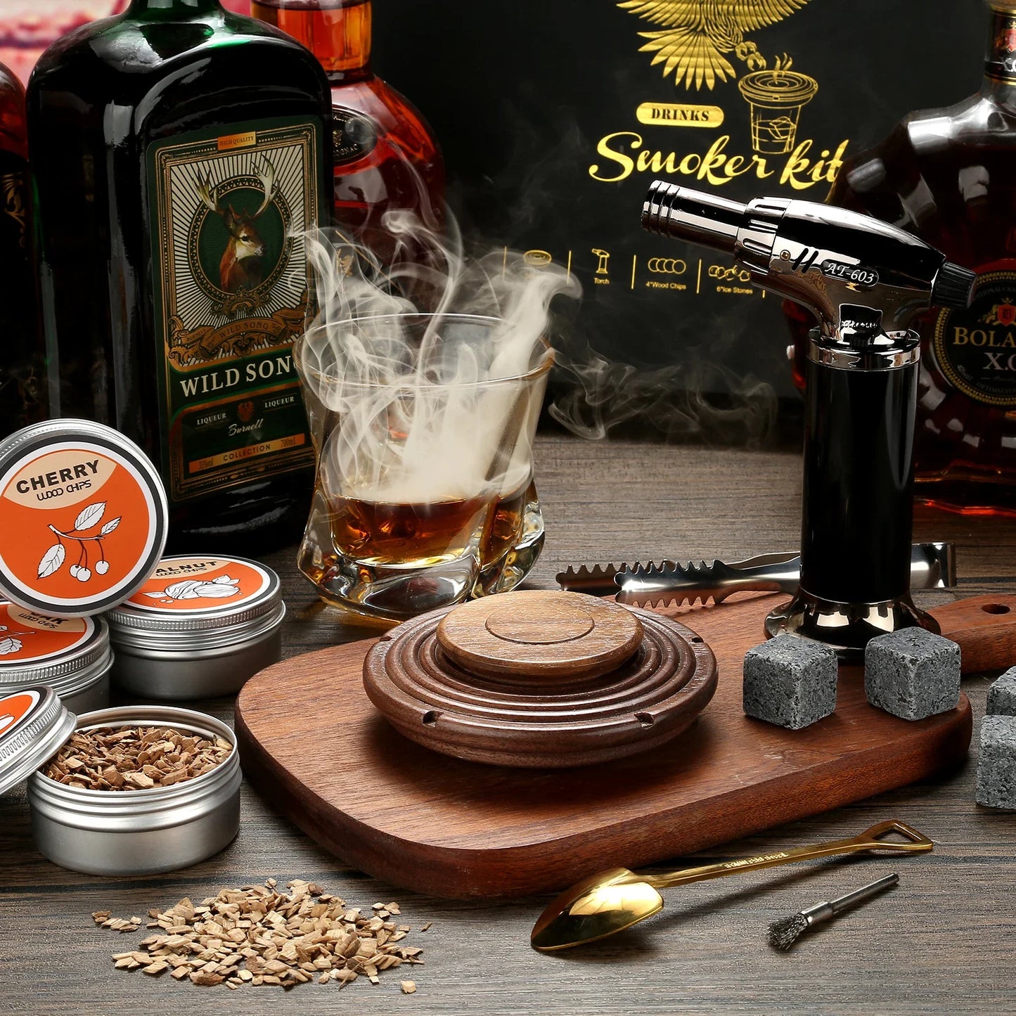 Cocktail Smoker Kit with 4 Wood Chips,Old Fashioned drinks